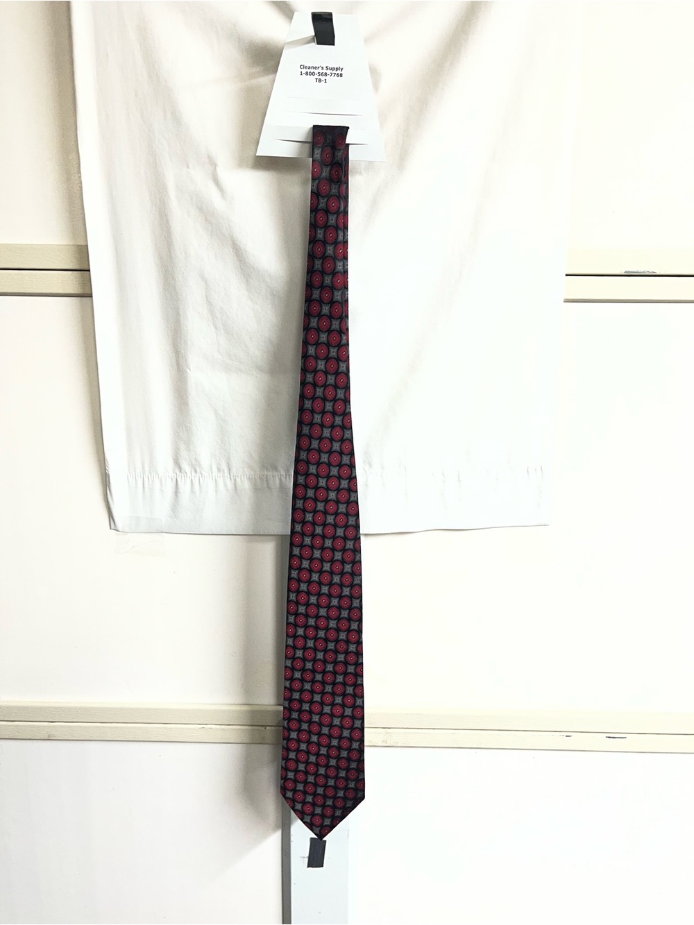 Stafford Red and Black Geometric Medallion Tie